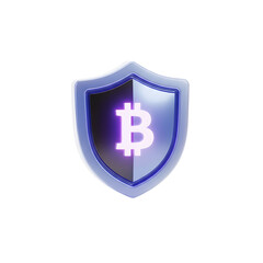 Obraz premium Bitcoin Security Shield - 3D Render