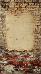 This image features a weathered wall with textured peeling paint and exposed brick, creating a nostalgic and artistic feel for backgrounds or creative projects and designs.