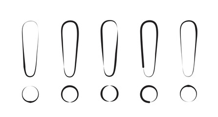 Exclamation symbol or sign set with five different strokes