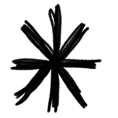 hand drawn asterisk symbol, charcoal stroke 