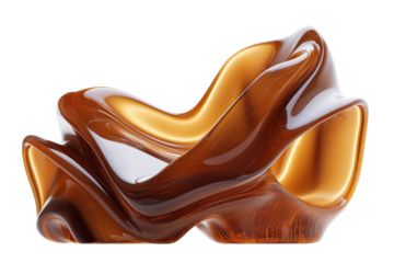 Cascading caramel liquid streams flow elegantly in abstract design showcasing smooth curves and rich color