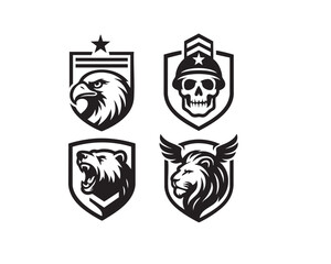 Obraz premium Soldier and Animal Badge Icons