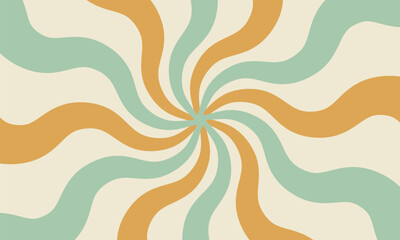 Colorful retro-style wavy spiral background. Groovy 70s-inspired abstract design with a dynamic and nostalgic aesthetic. Perfect for vintage posters, print, banners, social media graphics.