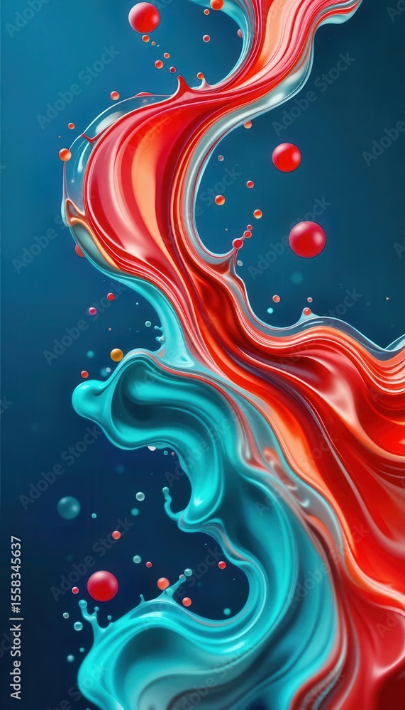 Aufkleber Vibrant fluid dynamics art for mobile display backgrounds