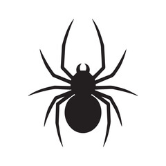 Simple black spider icon: creepy, Halloween, insect, arachnid, spooky.