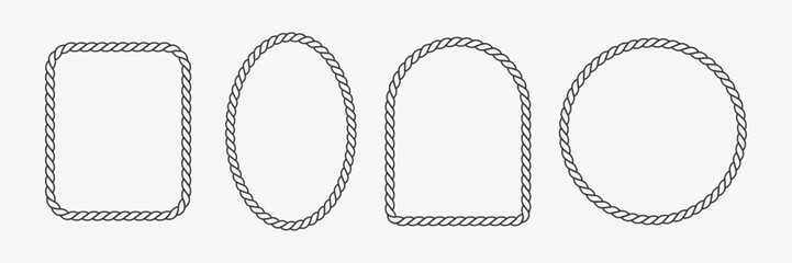 Set of rope frames. Outline knot. Vector illustrations