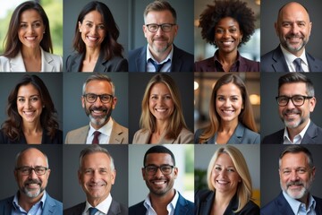 Fototapeta premium Diverse and Multi-Ethnic Professionals Unite in Vibrant Collage-Style Photoshoot: A Celebration of Strength Across Ages and Backgrounds