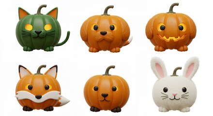 Animal pumpkins holiday figurines