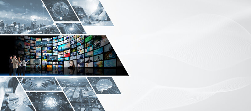 様々なテクノロジーイメージのコラージュ　バナー・広告向け横長ビジュアル