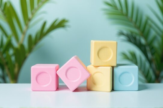 A detailed view of three interlocking blocks on a table