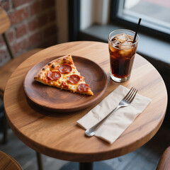 pizza and iced soda