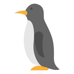 Cute Cartoon Penguin Standing on Isolated White Background