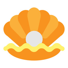 Clam Shell with Pearl Illustration Icon