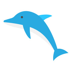 Vector Image of a Cute Blue Dolphin Jumping