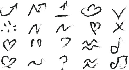 Collection of hand drawn doodle elements on a white background