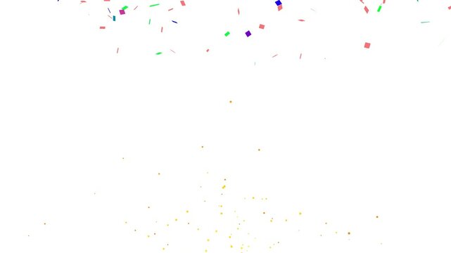 Golden confetti burst confetti explodes Falling colorful confetti on dark blue background 4K double pops falls glittering to the ground. Festive celebration concept. overlay transparent channel. - Powered by Adobe