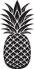 Black vector silhouette of pineapple with crown leaves in simple shape, tropical fruit icon for summer, exotic food, nature, healthy eating, organic, design, juice, and nutrition concepts

