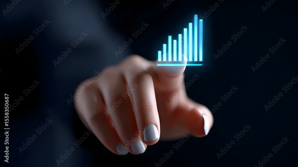 Poster hand interacting with a digital data graph