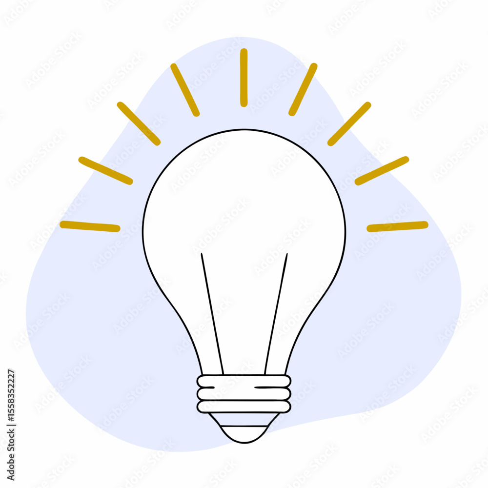 Poster illuminated light bulb with rays and a transparent background perfect for creative concepts and idea