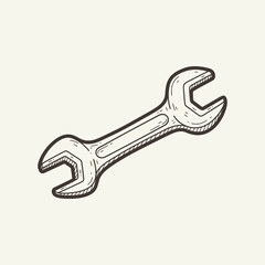 A classic wrench, representing tools, repair, maintenance, and mechanical work, ideal for industrial, automotive, or DIY projects. Vector Illustration