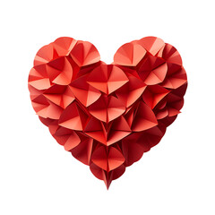 Origami paper hearts in heart shape isolated on transparent background