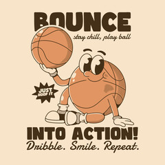 Cartoon Basketball Character Encouraging Action