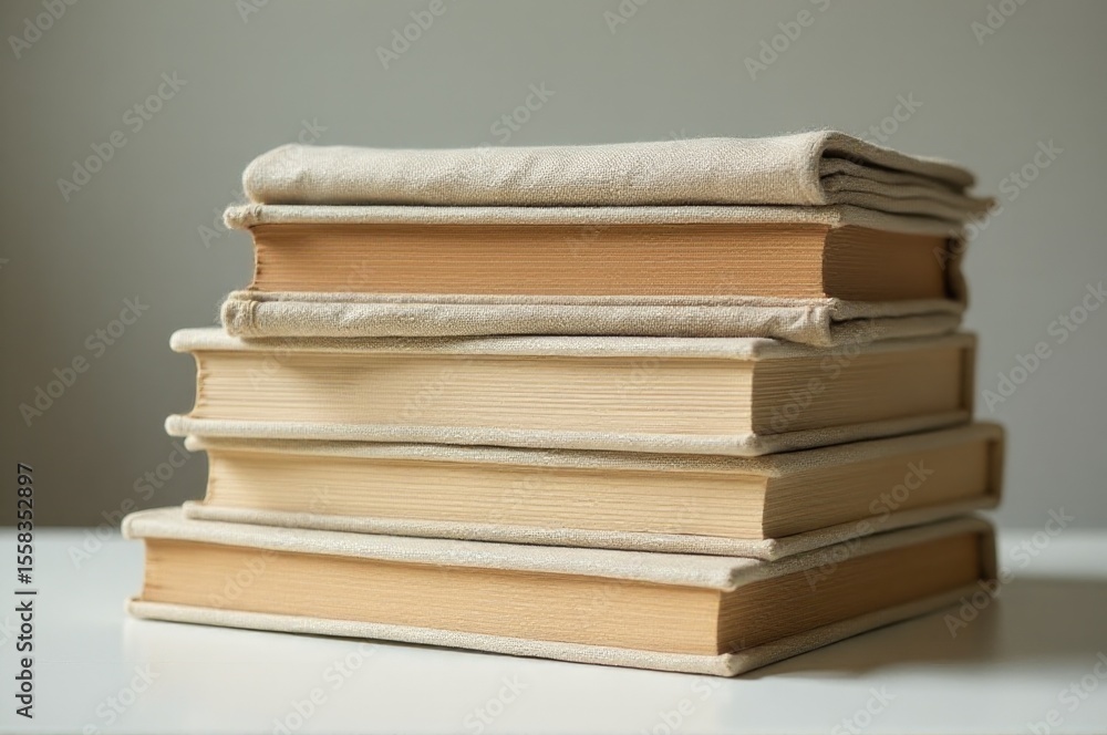Poster stack of books on a table, ideal for educational or reading-related concepts