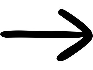 一本線の手書き矢印のイラスト2（黒）