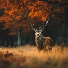 Majestic Deer in Autumn Forest Clearing