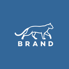 Dynamic Running Cat line logo. A cat running fast vector silhouette