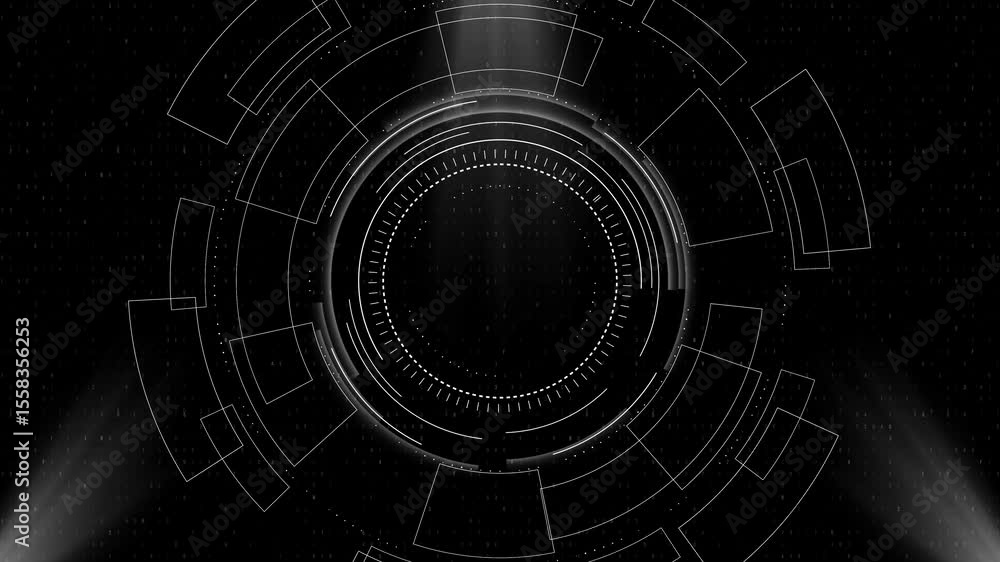 Poster futuristic brochures flyers placards dark blue background. animation render hud circle interfaces. h