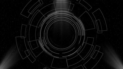 Futuristic brochures flyers placards dark blue background. Animation render HUD circle interfaces. Hi tech futuristic display. Hi tech dashboard. interface. 3D 4K metaverse hi-tech user interface - Powered by Adobe