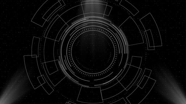 Futuristic brochures flyers placards dark blue background. Animation render HUD circle interfaces. Hi tech futuristic display. Hi tech dashboard. interface. 3D 4K metaverse hi-tech user interface - Powered by Adobe