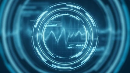 Dynamic Blue HUD: Data Waveform Analysis and Futuristic Interface - Powered by Adobe