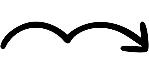 一本線の手書き矢印のイラスト8（黒）