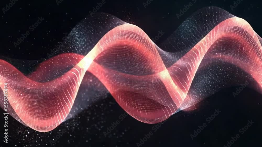 Poster abstract digital wave with sparkling particles on dark background for modern design