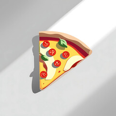 Delicious Pizza Slice Action, Food Photography, Minimalist Background, Culinary Delight, Conceptual Art, Close-Up, Tasty Treat
