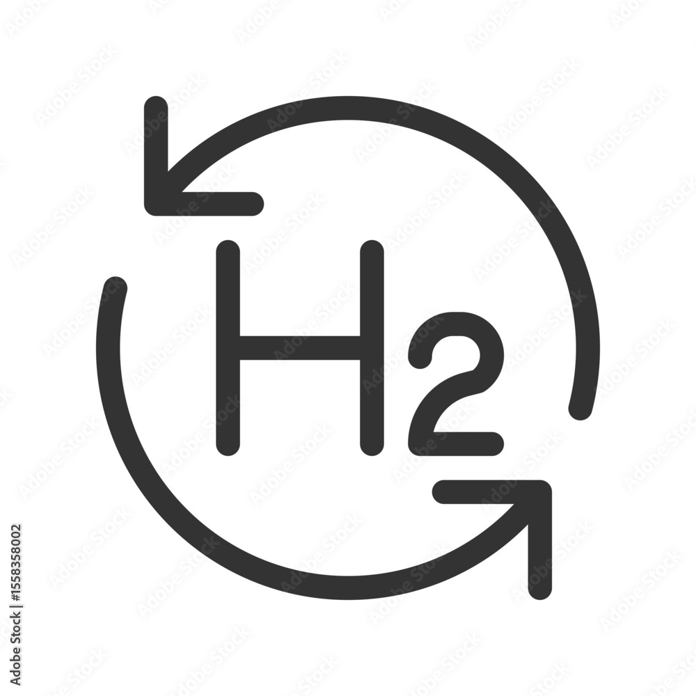 Poster hydrogen recycling line ui icon. h2 recovery for industrial purposes. eco friendly manufacturing pro