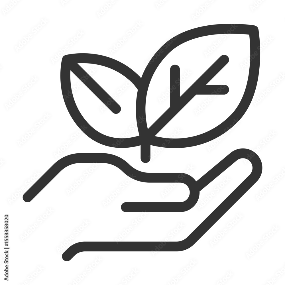 Poster hand holding sprout line ui icon. nature care and eco friendly industry. agriculture business suppor