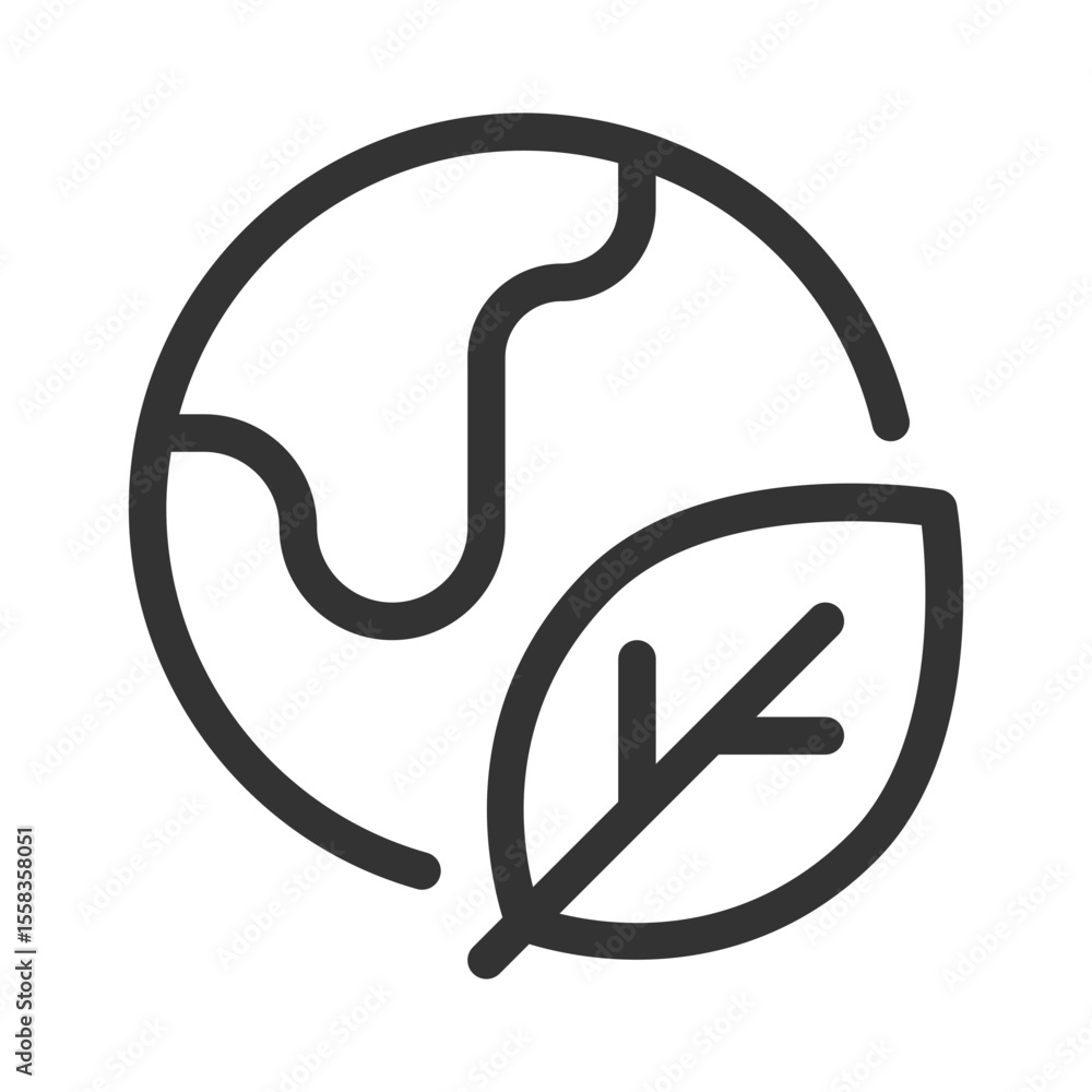 Poster world eco friendly line ui icon. earth globe with fresh leaf. environment care program. sustainabili