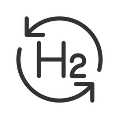 Hydrogen recycling line ui icon. H2 recovery for industrial purposes. Eco friendly manufacturing process. Isolated vector outline symbol. Webdesign user interface element linear, pixel perfect