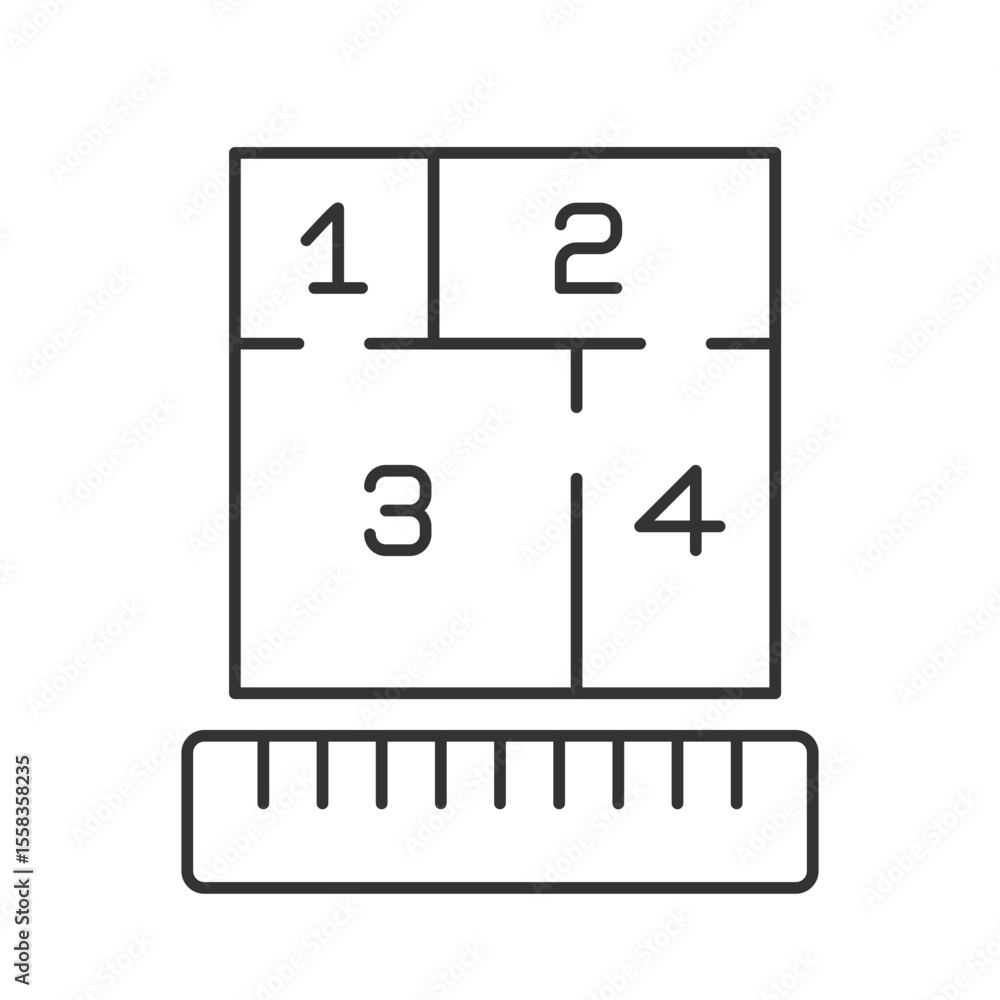 Poster enclosure square footage measuring line icon. apartment plan with ruler. architect project developme