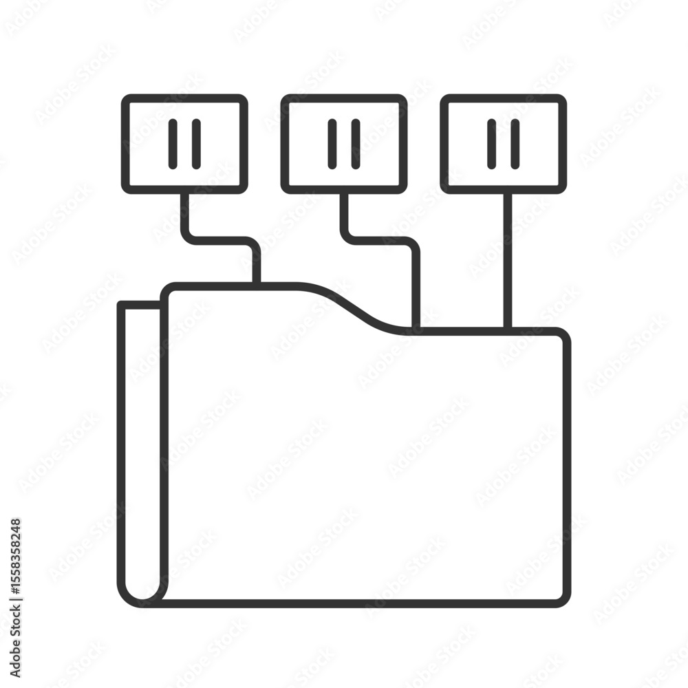 Poster electronic documents line icon. digital folder with files. sharing data between users online. intern