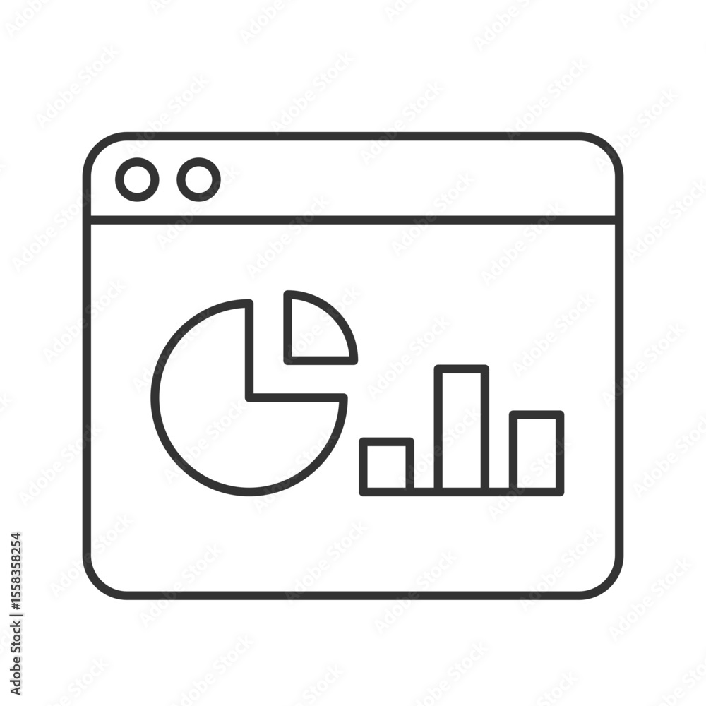 Poster data analytics online line icon. web service for business performance research. digital dashboard wi