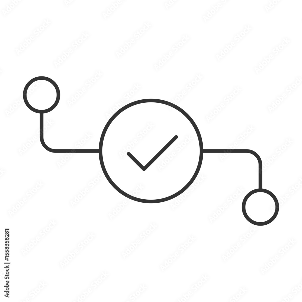 Poster system verification line icon. checkmark and timeline planning. task management symbol. workflow opt