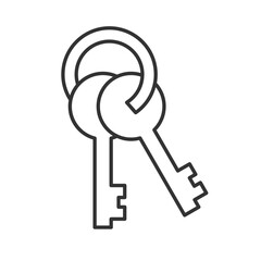 Keys line icon. Lock opening set on keyring. Access to closed enclosures. Personal tool to enter apartment. Isolated vector illustration. Outline symbol. Simple linear drawing. Editable stroke