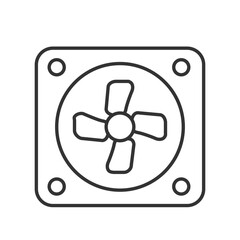 Fan line icon. Air vent system. Climate control industrial equipment. Powerful conditioning device. Ventilation. Isolated vector illustration. Outline symbol. Simple linear drawing. Editable stroke