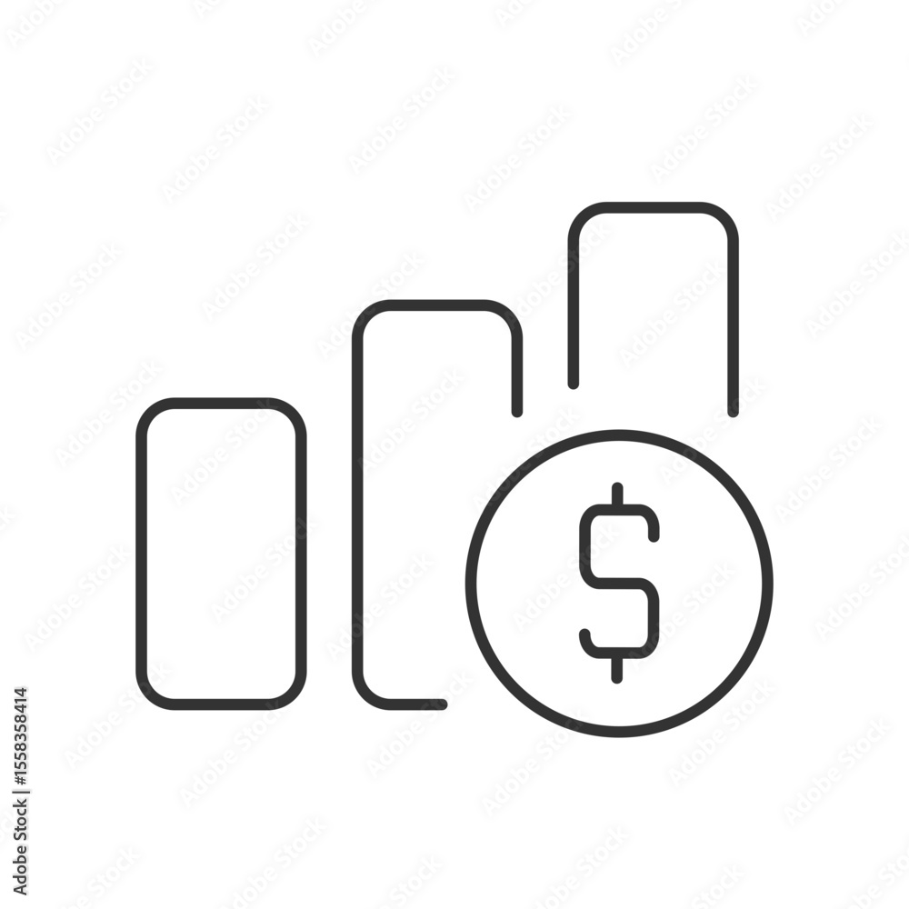 Aufkleber growing bar chart line icon. profit increasing analytics. business data column diagram. financial su