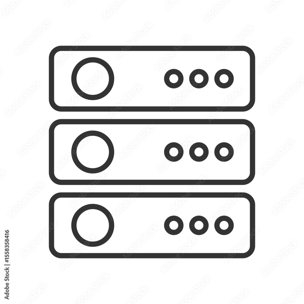 Poster servers line icon. hardware for digital database storing. electronic equipment of datacenter. comput