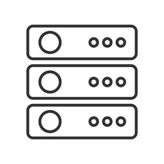 Servers line icon. Hardware for digital database storing. Electronic equipment of datacenter. Computing. Isolated vector illustration. Outline symbol. Simple linear drawing. Editable stroke